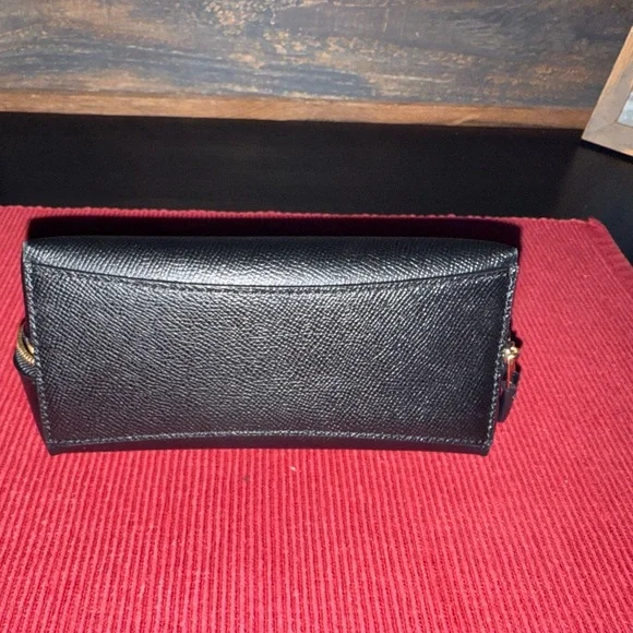 Coach Black Pebbled Leather Zip Pouch with Gold Logo - Picture 2 of 5